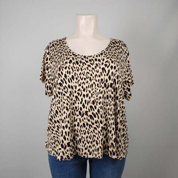 Design Lab Animal Print Short Sleeve T-Shirt Size 3X - Picture 1 of 10